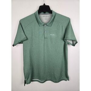 Eddie Bauer FreeDry Mens Polo Shirt Large Green Heather Short Sleeve Performance